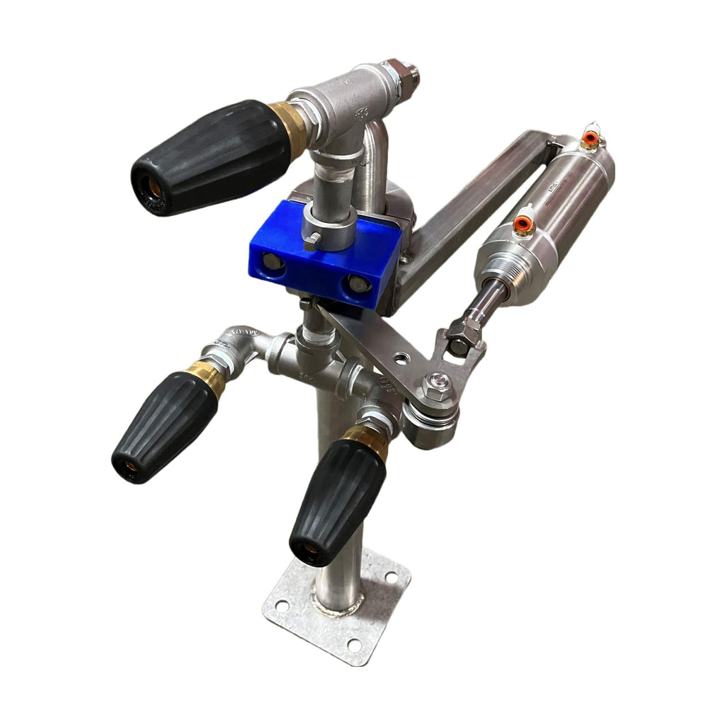Car Wash Flipping/Pivoting Wheel Blaster Single Unit with Nozzles Stainless Steel