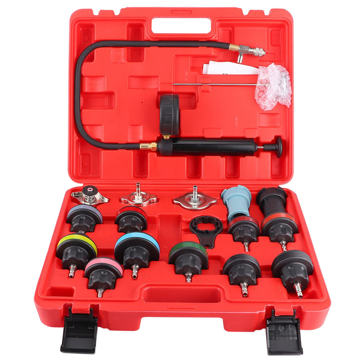 18PCS Car Cooling System Tester Kit, Leak Detector for, Excellent Quality PC Material, Durably and Accurate, Wide Application for Various Vehicle