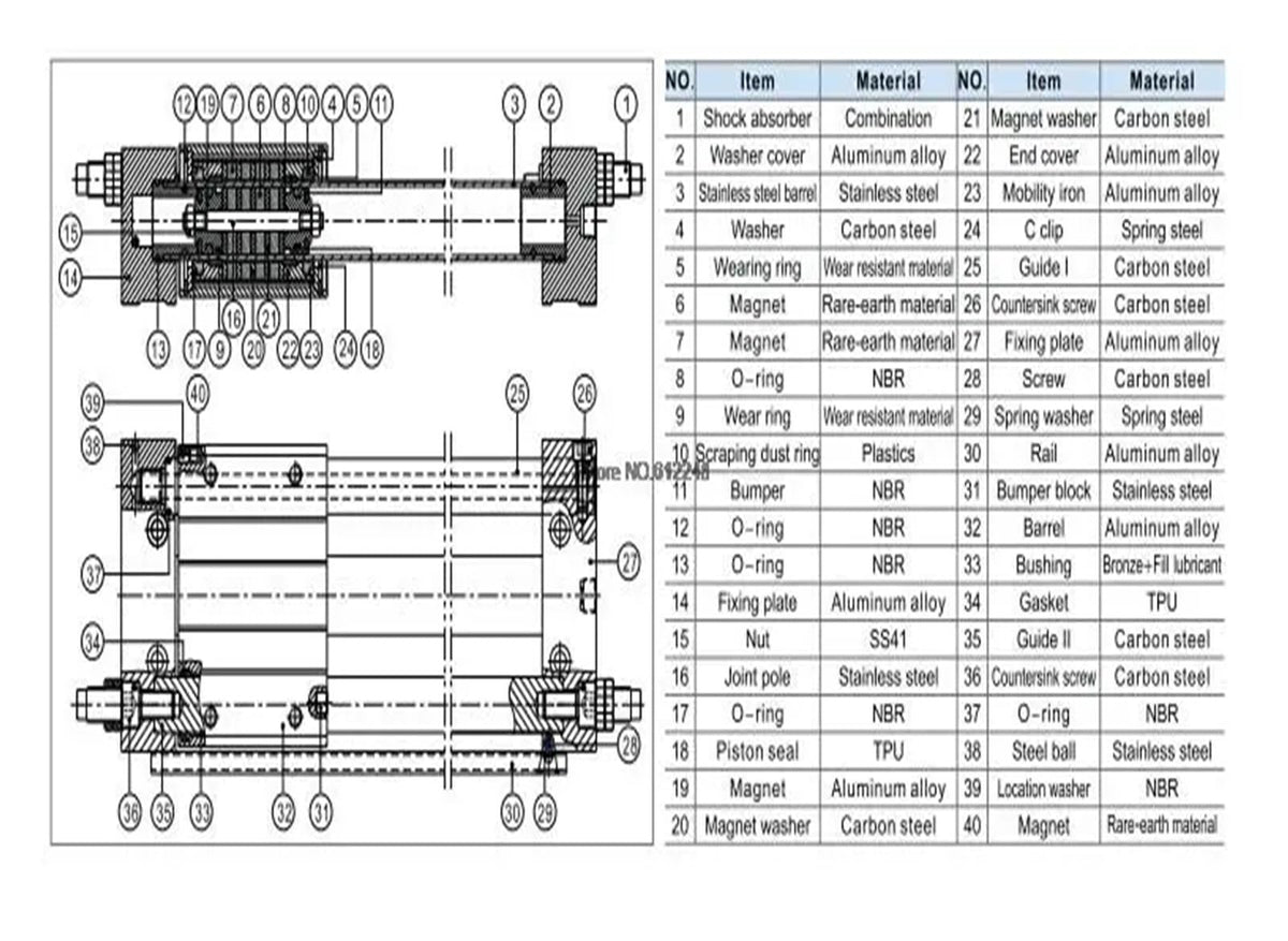 CY1S CY1S15 Storke 600-1000mm Magnetic Coupling Rodless Cylinder Pneumatic Cylinder CY1S15-600 CY1S15-700 CY1S15-800 CY1S15-900(Storeke 700mm)