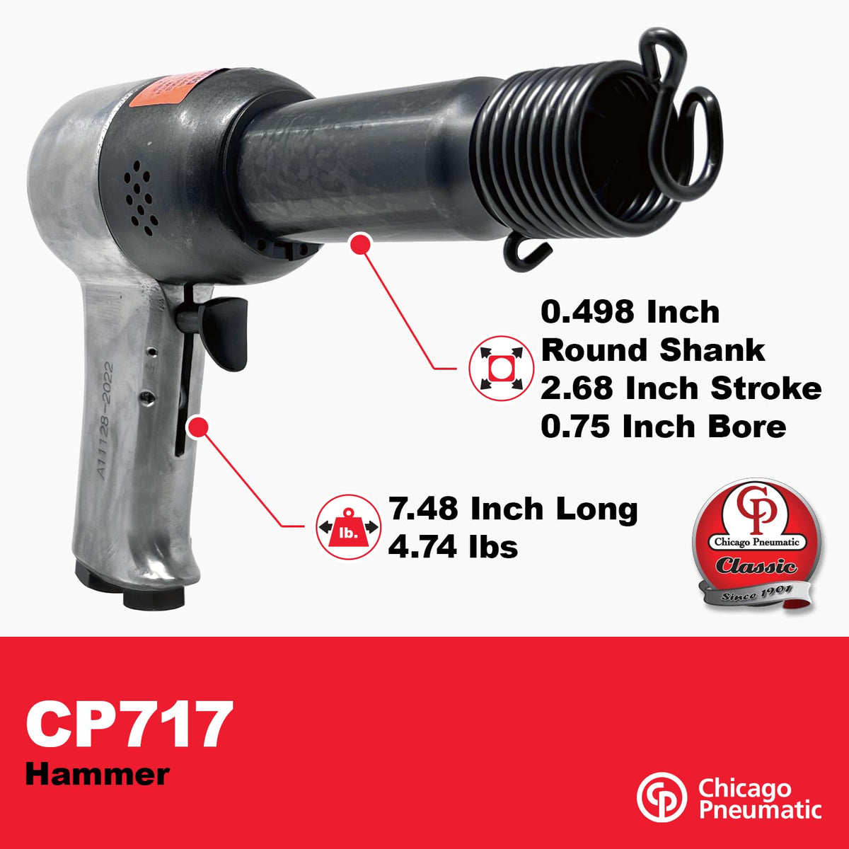 Chicago Pneumatic CP717K, Kit, Air Hammer, 0.498 in, Round