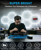 Hexagon led Lights: DIY Ceiling LED Light Hexagon Garage Lights 63070LM