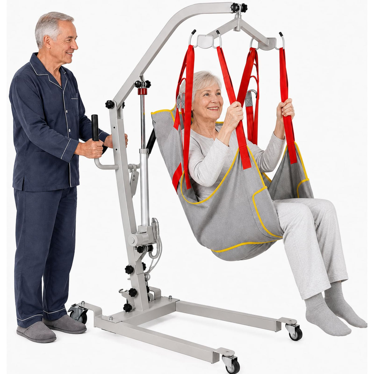 Electric Patient Lift 510 lbs Capacity, Quiet 6000N Motor Transfer Device with Sling, Adjustable Range 20"–79", Portable Lift Assist for Home Care, Car & Travel