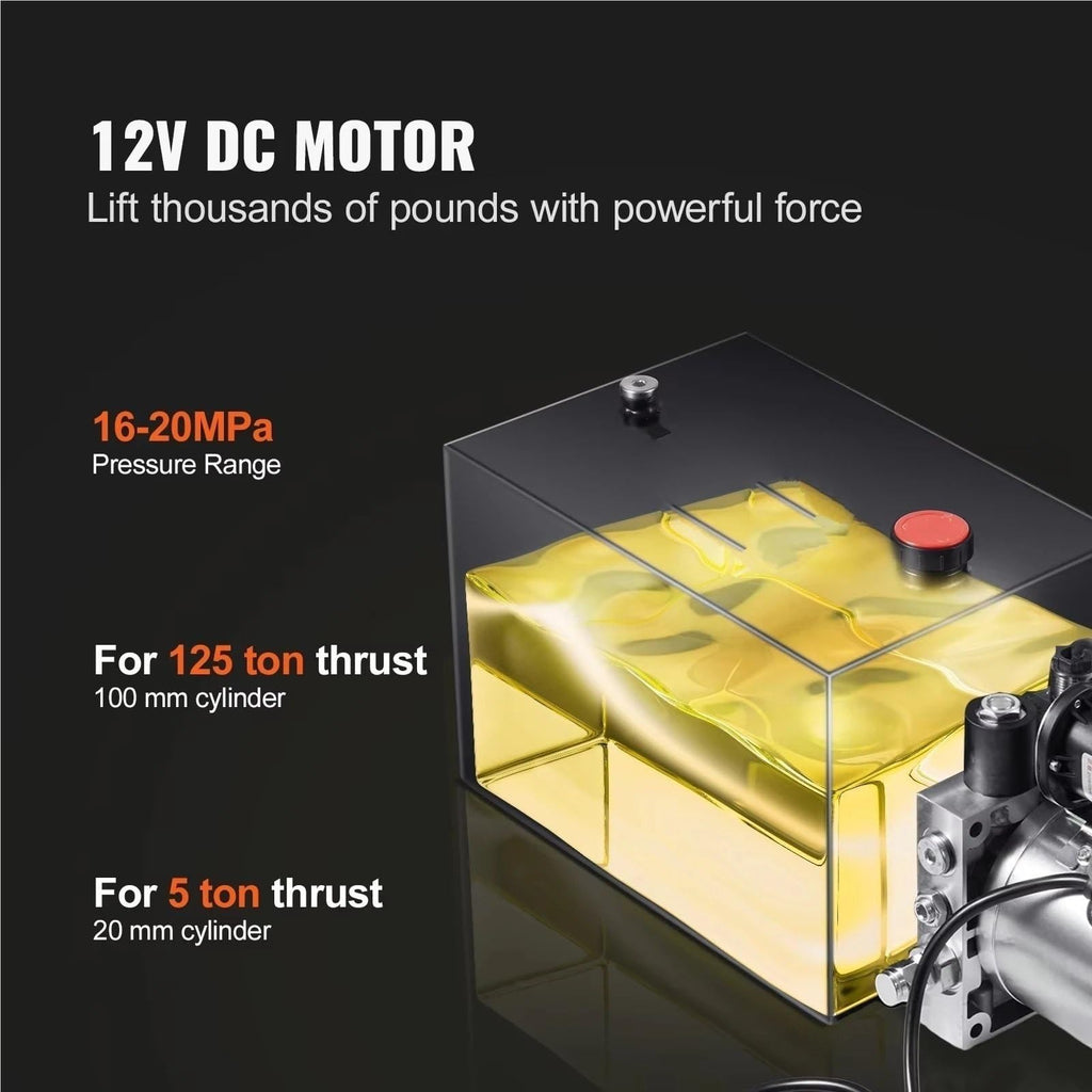 Low Profile Hydraulic Lifting Jack Hydraulic Pump 4 Quart Hydraulic Power Unit Single Acting Dump Trailer Pump Max Relief Pressure Dump Trailer Car Hydraulic Pumps