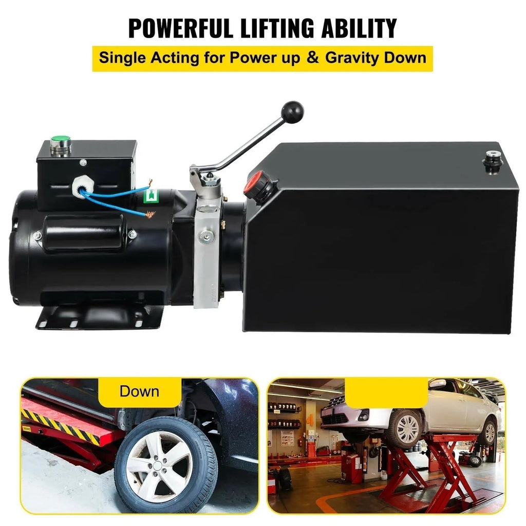 Low Profile Hydraulic Lifting Jack Car Mounted Hydraulic Pump 14L Quarthydraulic Pump Unit Dump Trailer Auto Repair Shop with Oil Reservoir Tan Car Hydraulic Pumps