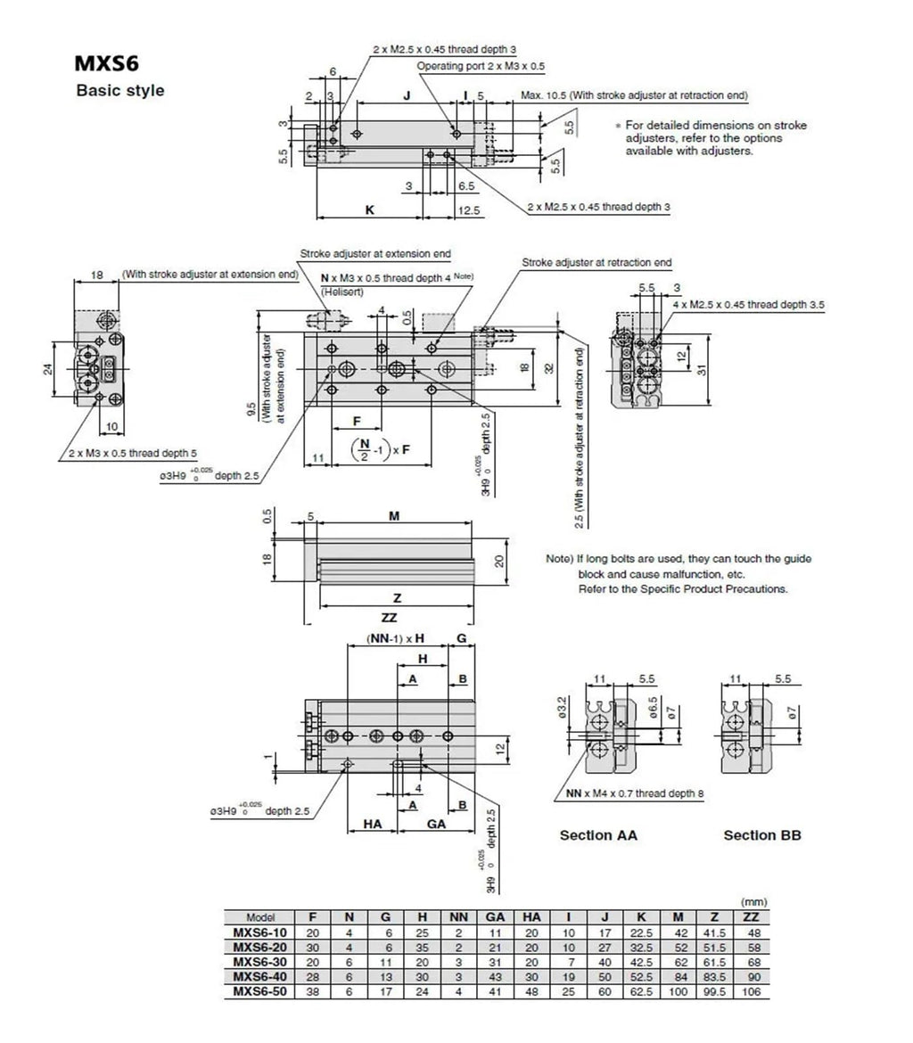 MXS6/8/12 Pneumatic Slide Table Cylinder Diameter 10/20/30/40/50/75 Cylinder(MXS8-50)