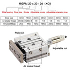 MGPM20/25 Adjustable Stroke Bore Size 20mm/25mm Three Axis With Rod Compact Guide Air Actuator Pneumatic Cylinder 1Pcs(MGPM20x40-30-XC8)