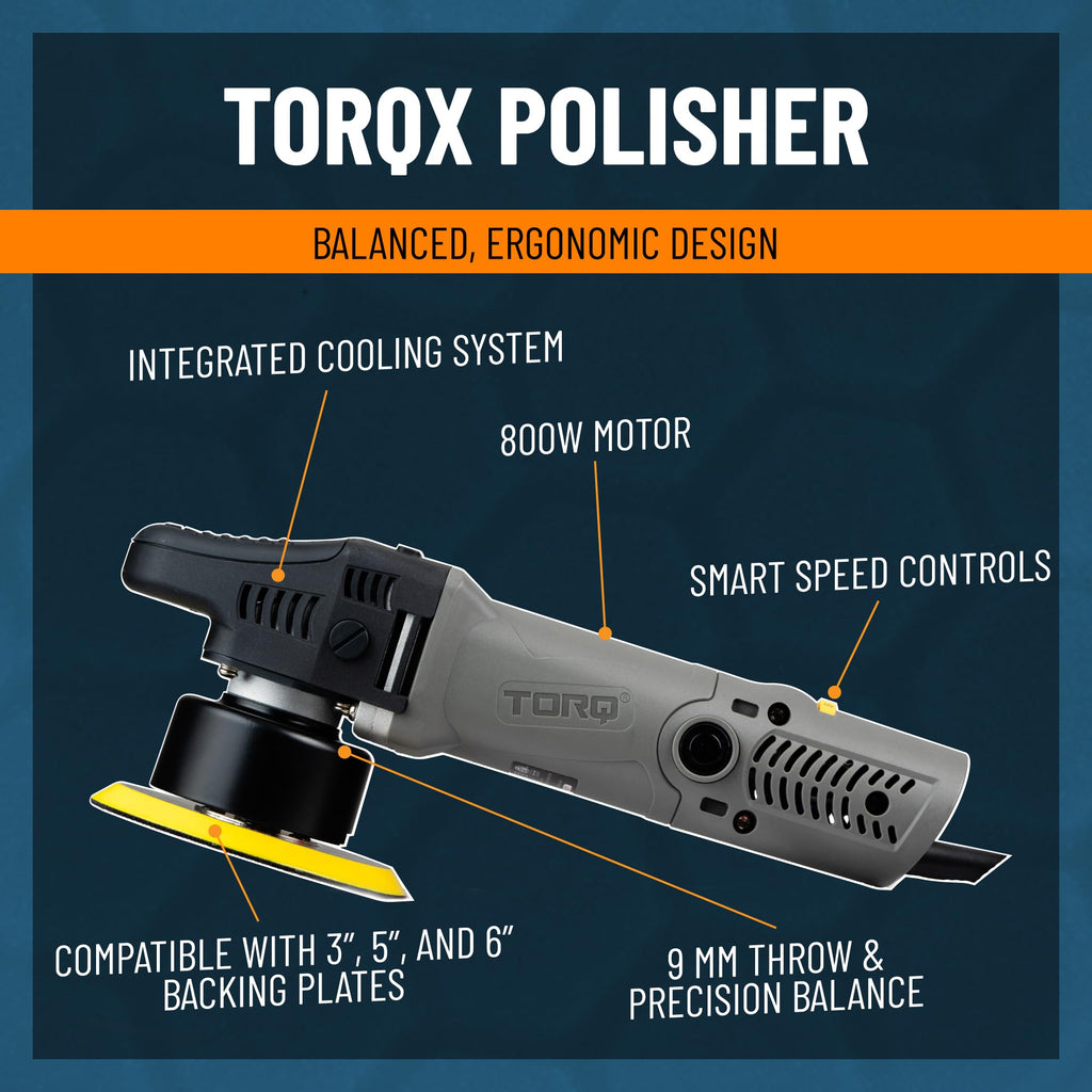Chemical Guys Car Polisher, TORQX Random Orbital Polisher Kit, 9-Piece