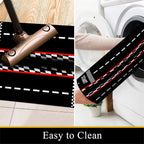 7x10ft Dual Lane Race Track Children Rug for Bedroom Black and White Checkered Start Line Car Rug Play Mat Non-Slip Easy Care Low-Pile Carpet for Racing Car Party Decor