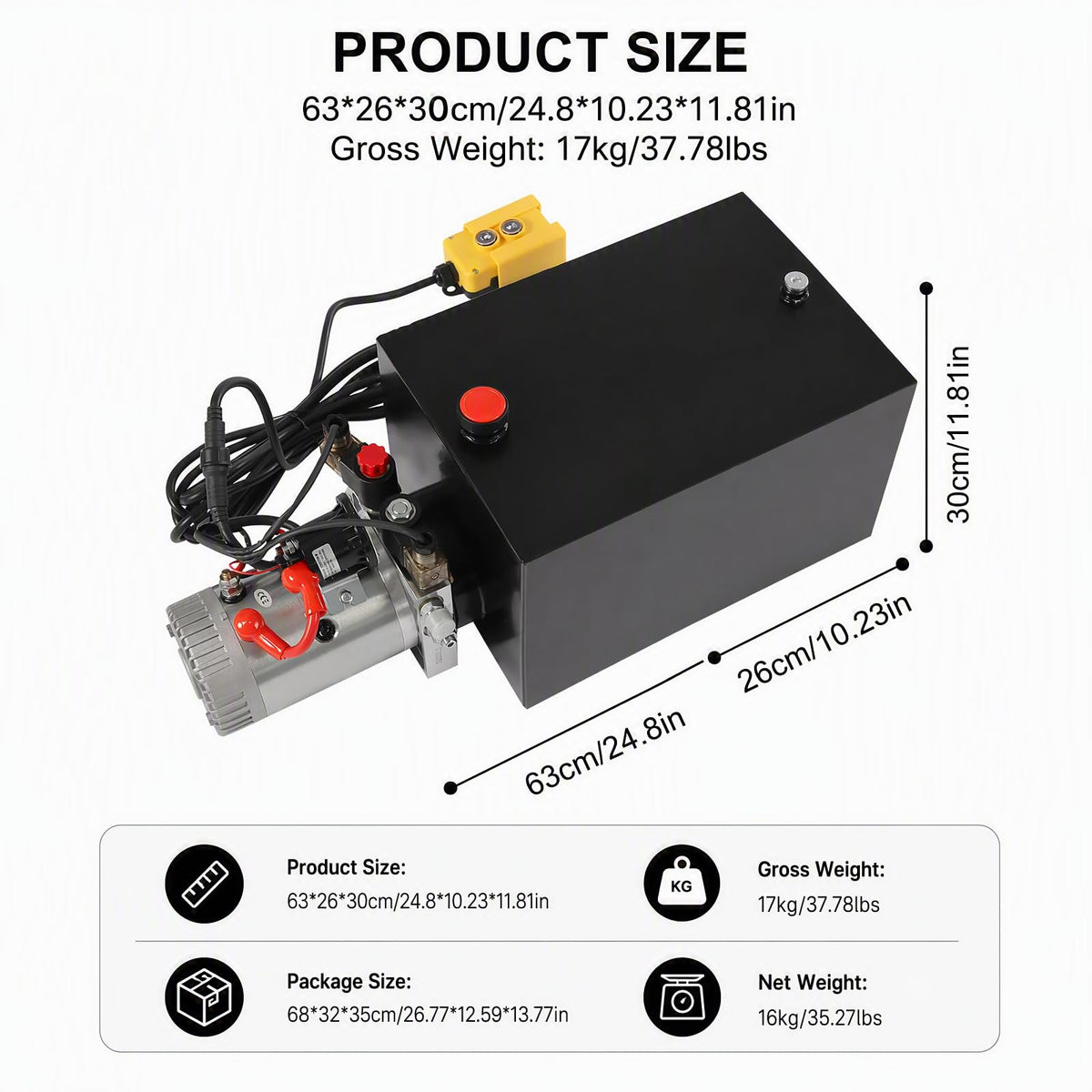 12V 3KW Double Acting Hydraulic Pump 16MPa 20Qt Tank for Forklifts