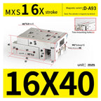 Pneumatic Air Cylinder Pneumatic Series Rail Slide Air Cylinder MXS16-10 MXS16-20 MXS16-30 MXS16-40 MXS16-50 MXS16-75 MXS16-100 MXS16-125 Double Acting (Color : MXS16-100) (Mxs16)