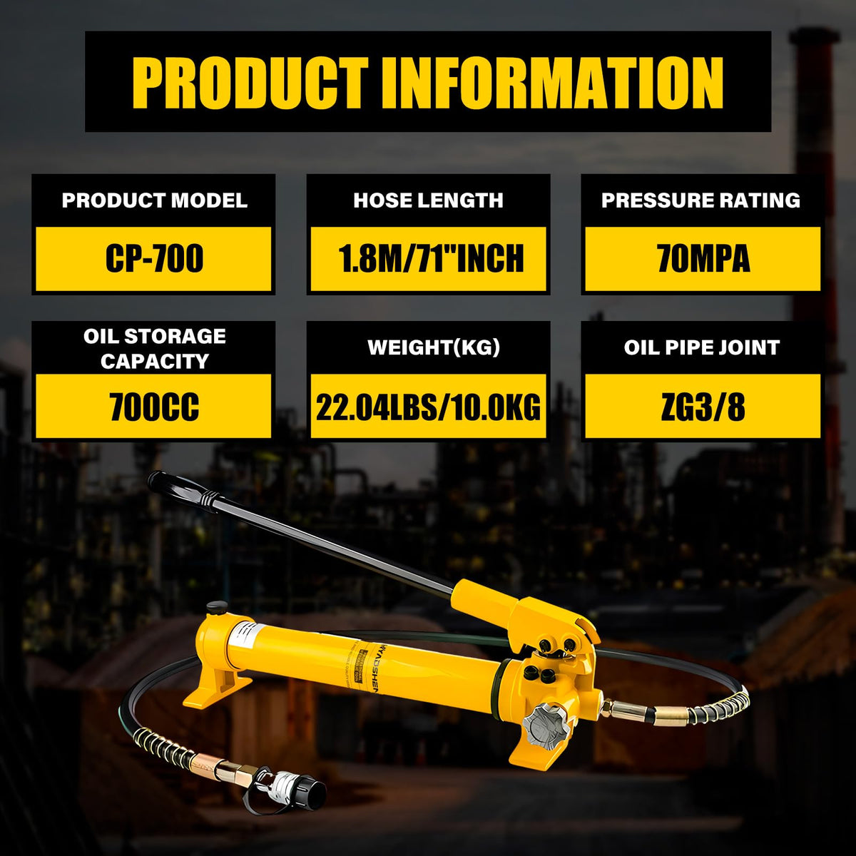CP-700 Hydraulic Manual Pump 10000psi High Pressure Hydraulic Hand Pump 900cc Oil Capacity Hydraulic Lifting Pump