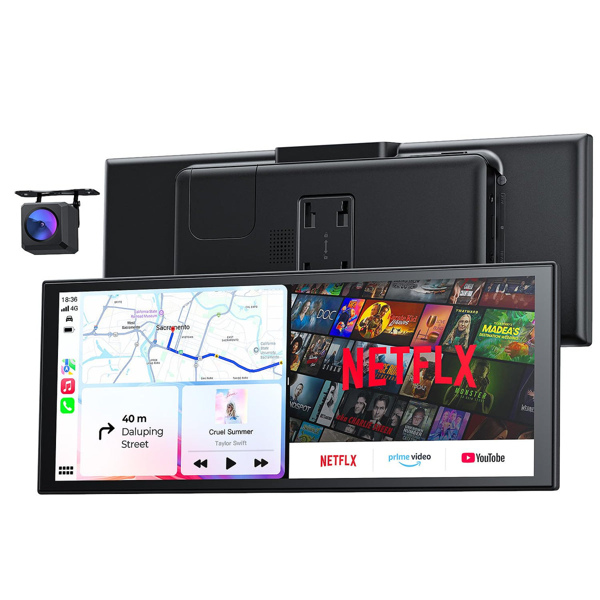 10.26" Wireless Portable 60FPS Carplay Screen for Car with Net-Flix YouTube