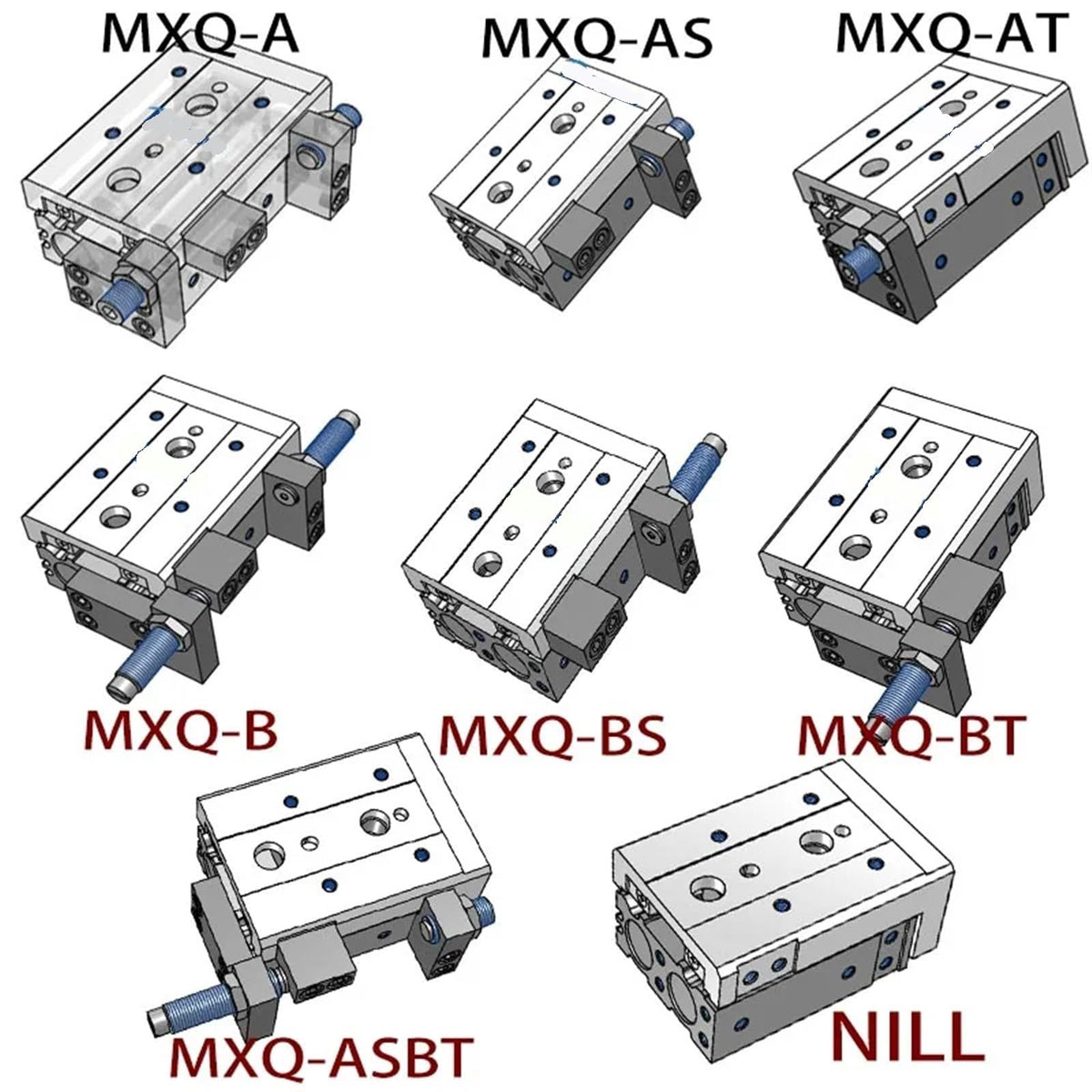 Model HLQ8LX10S 20 30AS 40 50 HLQ8LX75S Sliding Guide Cylinder Pneumatic HLQ8X10S MXQ8X20SB 8X30SA 8X40AS HLQ8X50SAT 8X75SB(BS)