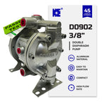 Cosmostar 3/8" Air Operated Double Diaphragm Pump – Pneumatic Fluid Transfer Pump with Teflon Diaphragm (3/8" Inlet & Outlet, 6.3 GPM, 120 PSI Max) for Paint, Ink, Solvents & Chemicals