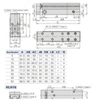 HLH6/10/16/20 Air Side Table Rail Type Pneumatic Cylinder Piston10S/15S/20S/30S/40S/50S(Stroke 25mm)