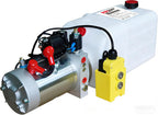 Double Acting Hydraulic Pump 8 Quart Hydraulic Power Units 12V DC Hydraulic Pump SAE#6 Connector for Dump Trailer Car Lifting