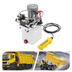 12V DC Hydraulic Pump Single Acting, 4.5 Quart Square Plastic Reservoir, Double Acting Capable, for Dump Trailer, Lift Gate, Small to Medium Hydraulic Power Unit