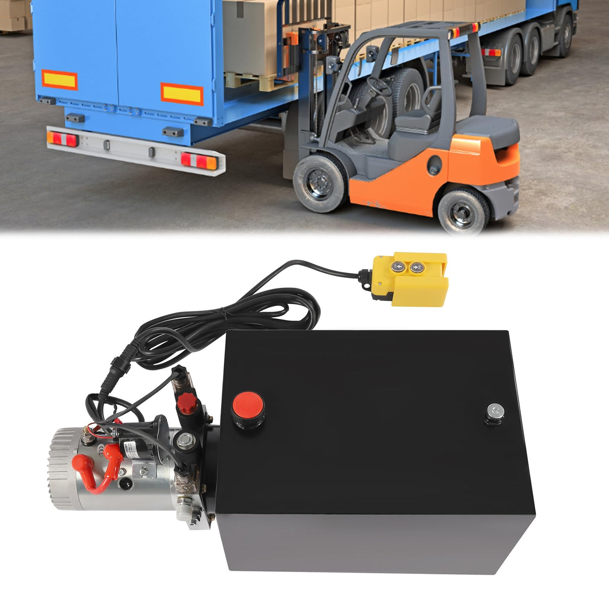 Hydraulic Pump for Dump Trailer, 20 Quart Double Acting Dump Trailer Pump Unit DC 12V Pump Dump Lift Unit Pack Unit Pack Remote Control for Electric Forklift Trucks