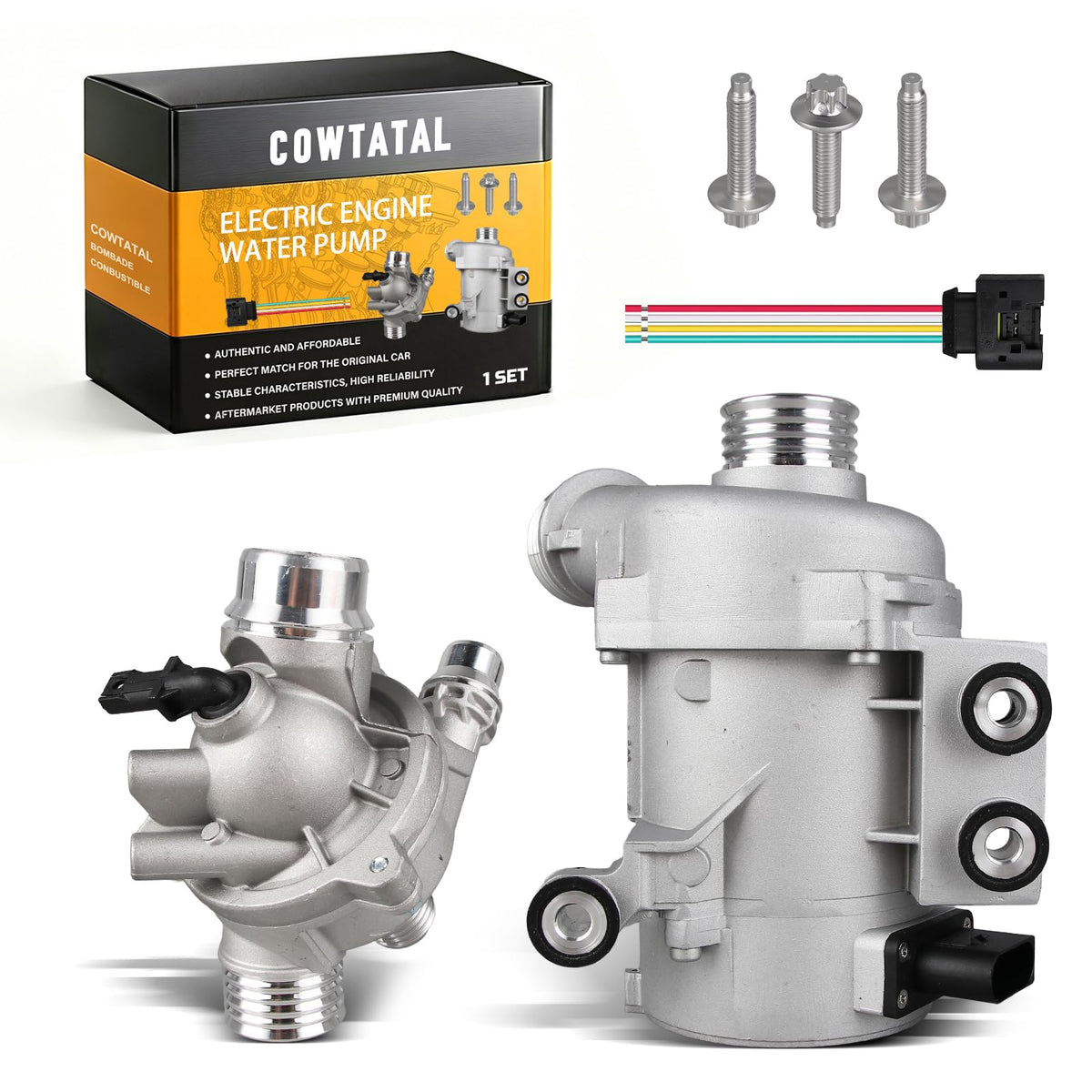 Electric Engine Water Pump W/Aluminium Thermostat Compatible with BMW N52