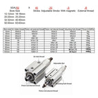 SDAJ80/100mm Bore Double Acting Piston Tools Aluminum Alloy Adjustable Stroke Compact Thin Air Pneumatic Cylinder(Stroke 30-30,SDAJ80 No Magnet)