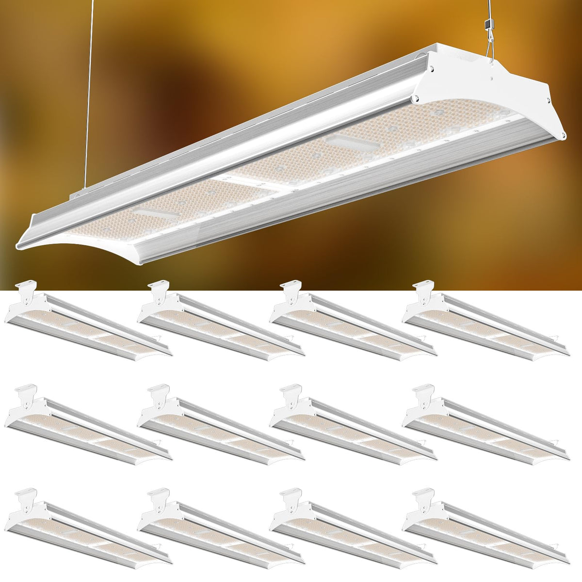 12Pack 500W(576 * 1W LED) LED Commercial Diamond Linear High Bay Light 75000LM [Eqv. 2000W MH],AC100-277V【Driver Equipped】 5000K,Linear Hanging High Bay Light,UL Complied