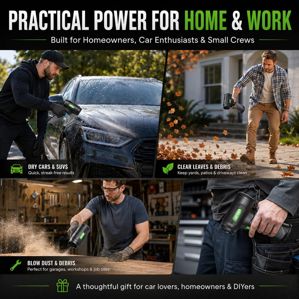 756W 1200G Cordless Leaf Blower-Powerful Handheld Blower& Car Dryer
