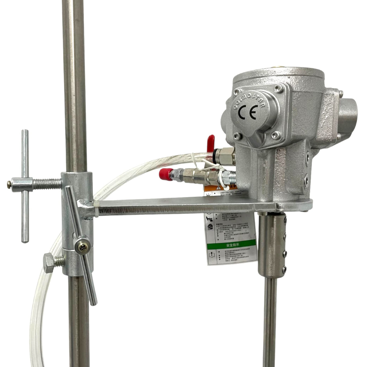 COSMOSTAR 1/8 HP Pneumatic Agitator Portable Manual Lift Drum Mixer 3 Gallon Paint Mixer Machine Ink Coating Laboratory Mixer Industrial Liquid Mixer Mixing Tool
