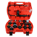 Cooling System Tester 18pcs Universal car Water Tank Leak Tester Cooling System Detector Tool kit Radiator Pressure Tester kit Reliable Tank Leak Detector for Cars Motorcycles