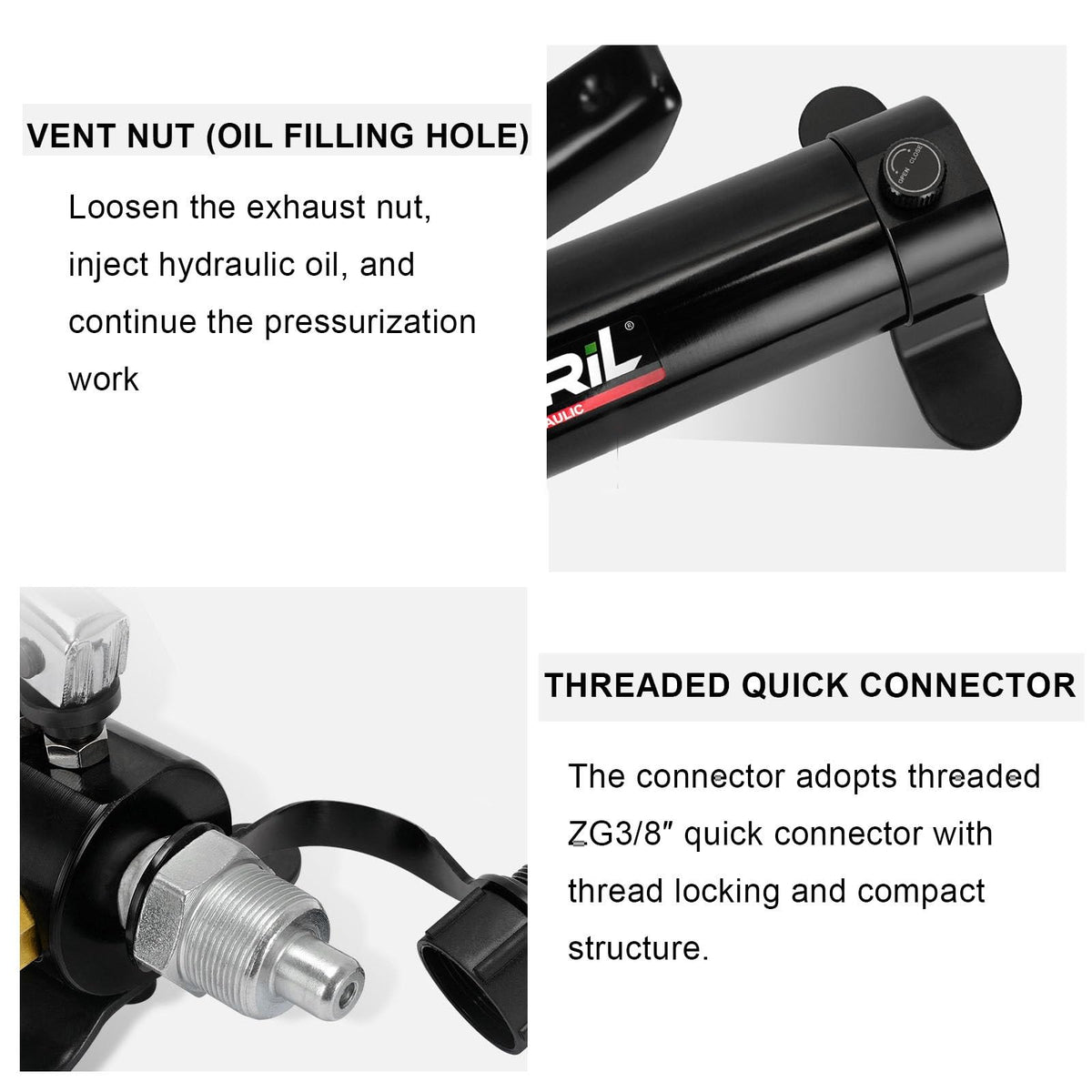 Manual Hydraulic Pump,10000PSI Hand Lifting Pump With 70cm Hose And ZG3/8 Thread, Max 700kg/㎝² High Pressure, 175cc Oil Content, Aluminum Pump Body for Hydraulic Tools standard standard+gauge