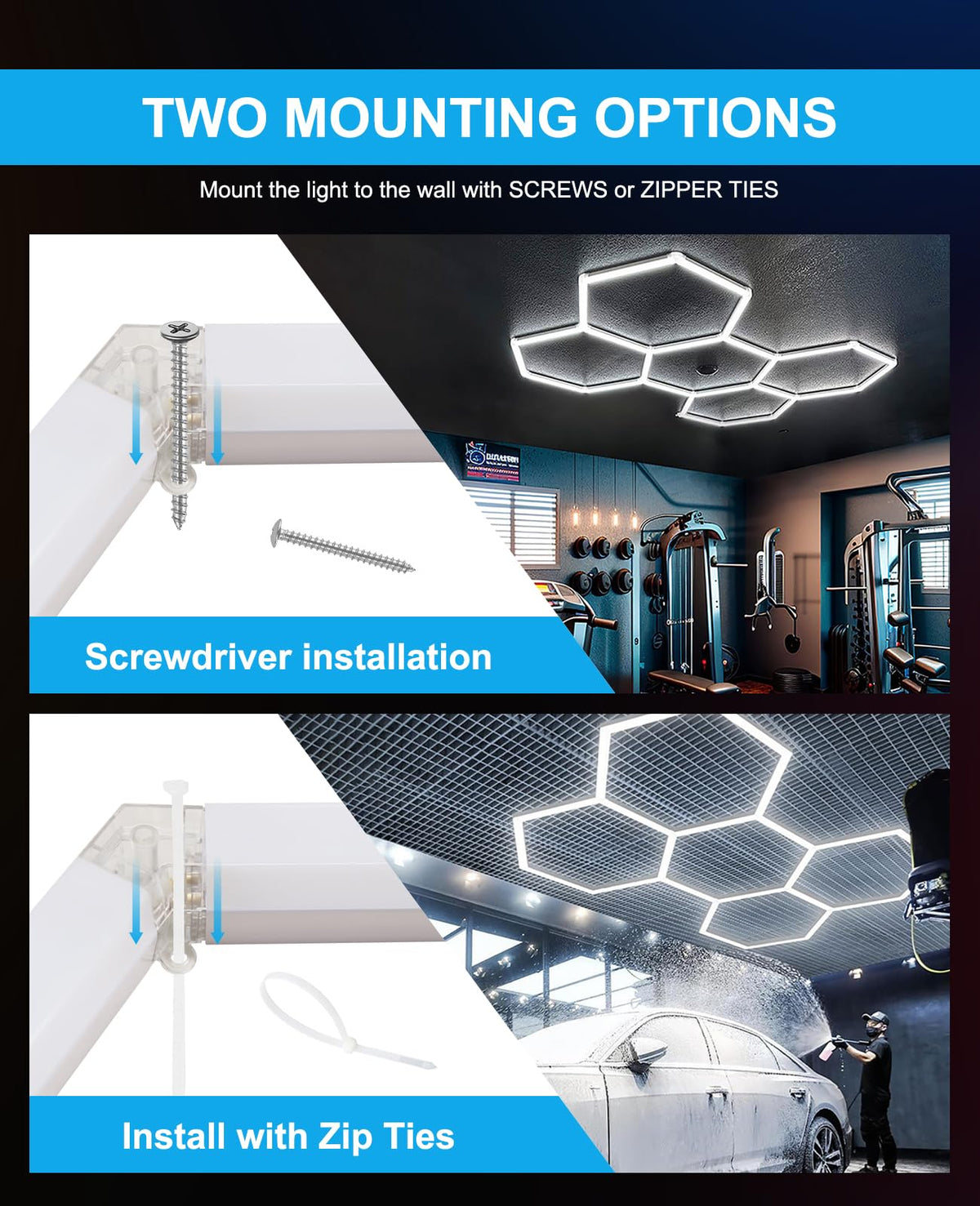 Hexagon led Lights: DIY Ceiling LED Light Hexagon Garage Lights 63070LM