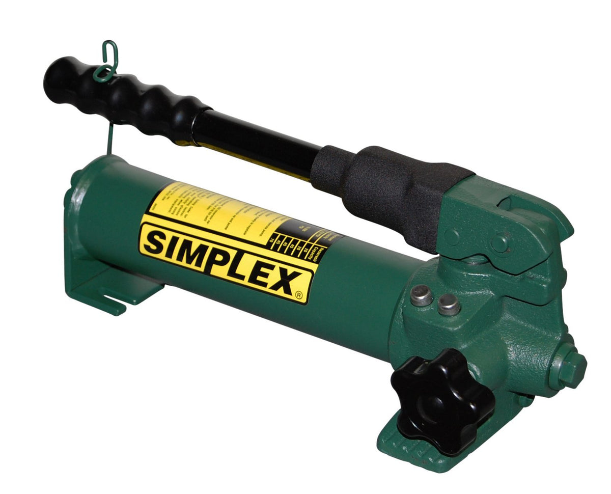 Simplex P20 Steel Compact Hand Pump for Single Acting Cylinder, 20 cu in Oil Reservoir Capacity, 2850 PSI, Green