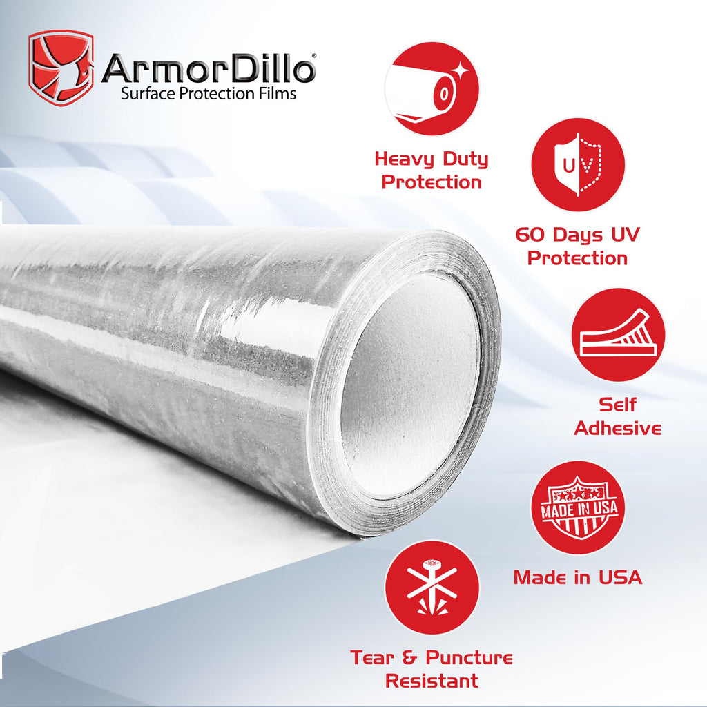 39.22 Per Roll Free Utility Knife ArmorDillo High Tack Collision Wrap - 5 Rolls (1Case) 3 Mil 3Ply Self Adhesive Crash Wrap for Cars, Collision, Towing, 60 Day UVI Protect - 36" x100ft