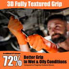 TREEGO 10 Mil Orange Nitrile Mechanic Gloves, Diamond Grip, 1000 Count M
