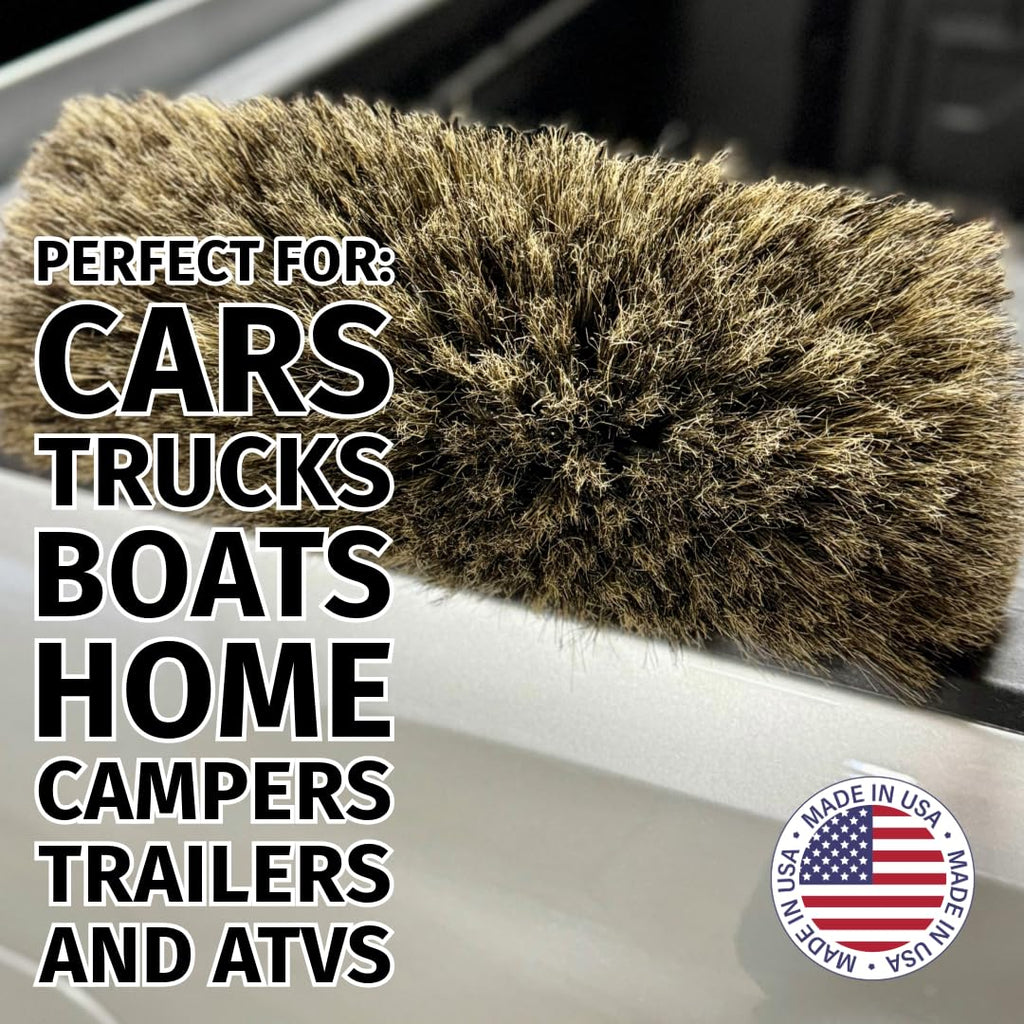 Montana Original Tri-Angle Boar’s Hair Car Wash Brush | Soft, Scratch-Free Cleaning | Telescopic Handle for Large Vehicles | MB-1800-H