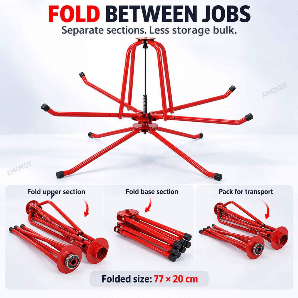 Heavy Duty Pex Piping Uncoiler, Multi-function Folding Tube Dispenser, 360° Rotation, Anti-kink Tubing, Foldable Pipe Dispenser, For Potable Water & Floor Heating Pipes Single Bearing Kit 3