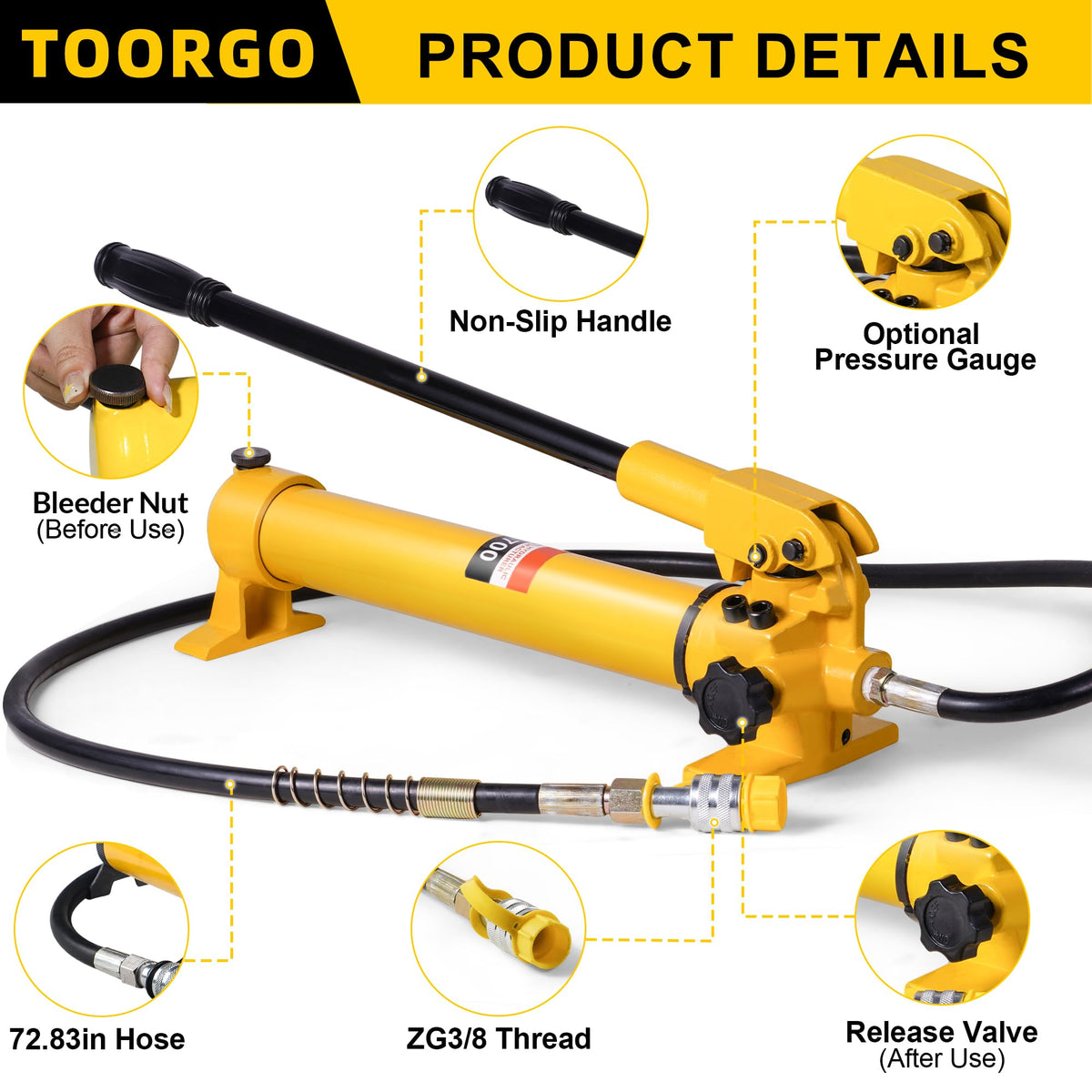 Hydraulic Hand Pump, CP-700 Hydraulic Lifting Pump, Manual Hydraulic Pump for Cylinders