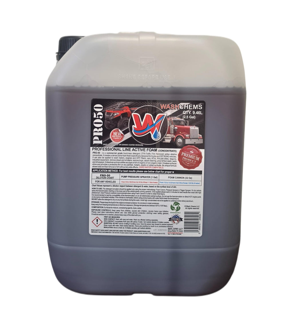 Wash Chems Pro50 Auto Car Wash Cleaner Detergent Active Foam - 2.5 Gallons