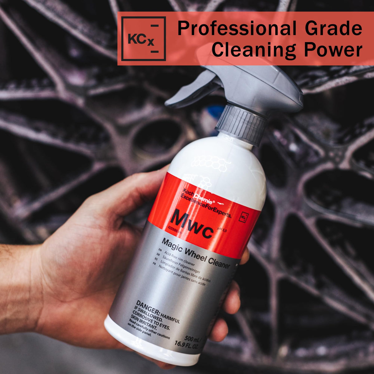 KOCHCHEMIE Magic Wheel Cleaner - Powerful Rim and Rim Well Cleaner; Acid Free, Dissolves Iron Particles Using Visible Red Discoloration, Excellent Adhesion and Viscosity (5 Liters)