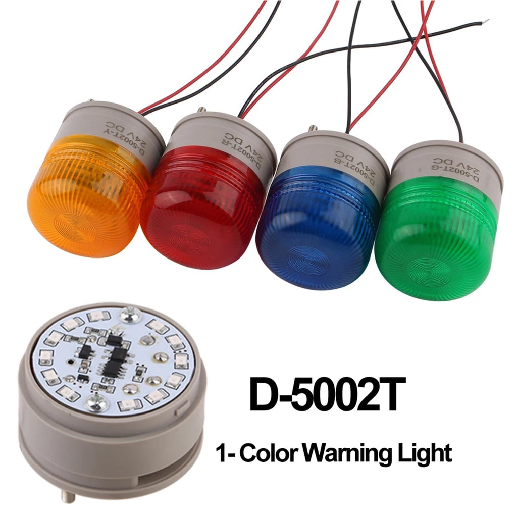1PCS Red Yellow Green Blue Single Flashing Signal Warning DC12V24V LED Indicator Lamp with Buzzer/No Sound Small Security Alarm Light(Yellow with Buzzer,200w)