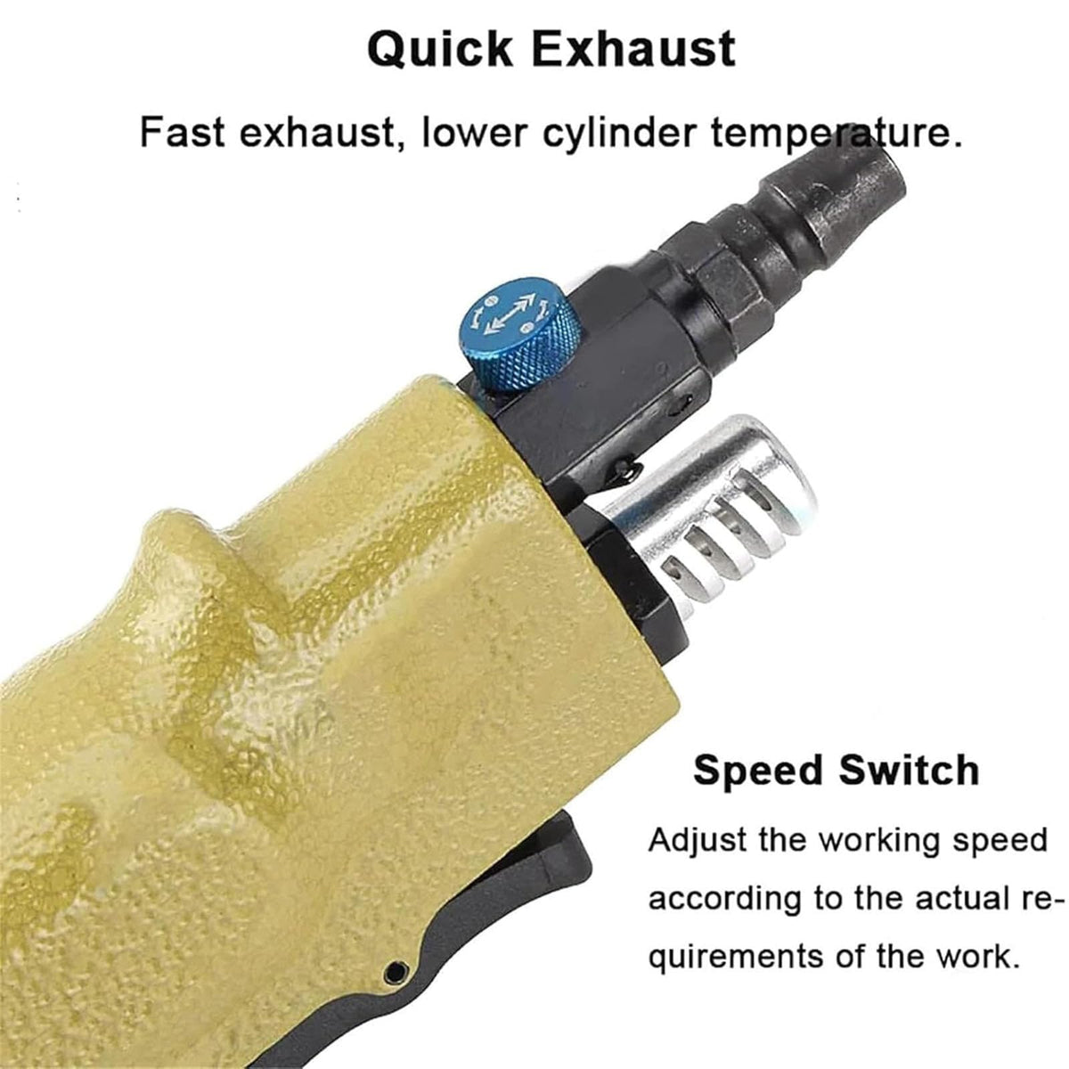 Handhold Pneumatic Tapping, Straight Type Self-Locking Tapping Machinewith 6 ChucksMachine, 700-2000RPM Speed Adjustable for Drilling/Tapping