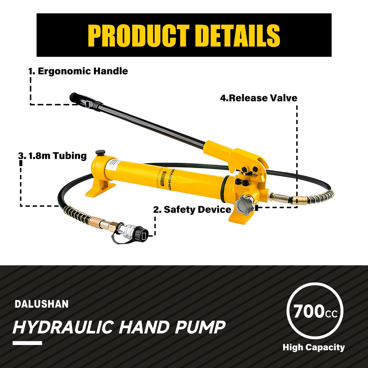 CP-700 Hydraulic Manual Pump 10000psi High Pressure Hydraulic Hand Pump 900cc Oil Capacity Hydraulic Lifting Pump
