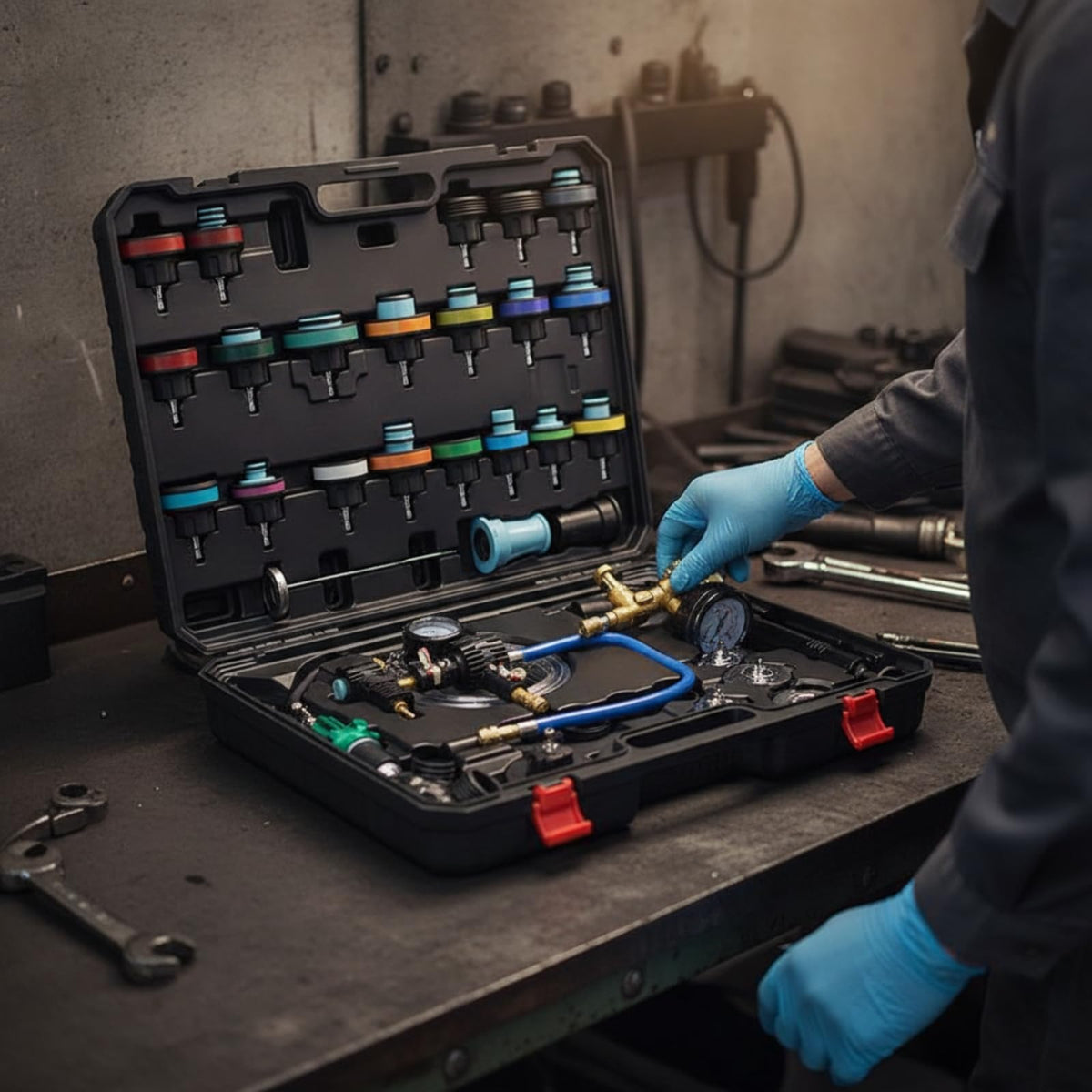 46 Pieces s pressures Testing and Coolant Service Tool Portable s Leak Testing Kit with Hand Pump Practical for Automotive Mechanics