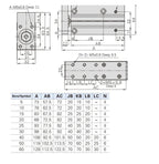 HLH6/10/16/20 Air Side Table Rail Type Pneumatic Cylinder Piston10S/15S/20S/30S/40S/50S(Stroke 40mm)