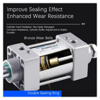 SCJ32*50/75/100/150/200-50-S Standard Air Pneumatic Cylinder Adjustable Pistons Double Rod Reset Seal Dust-Proof(Stroke 50-100mm)