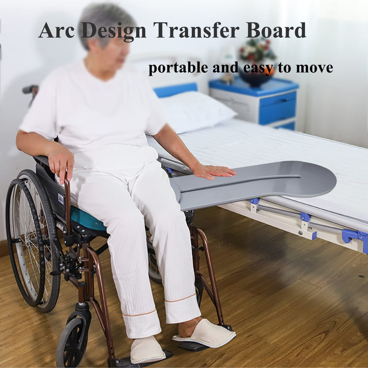 Transfer Board with 360° Rotating Disk for Assisted Wheelchair Transfers, 400 lb Capacity