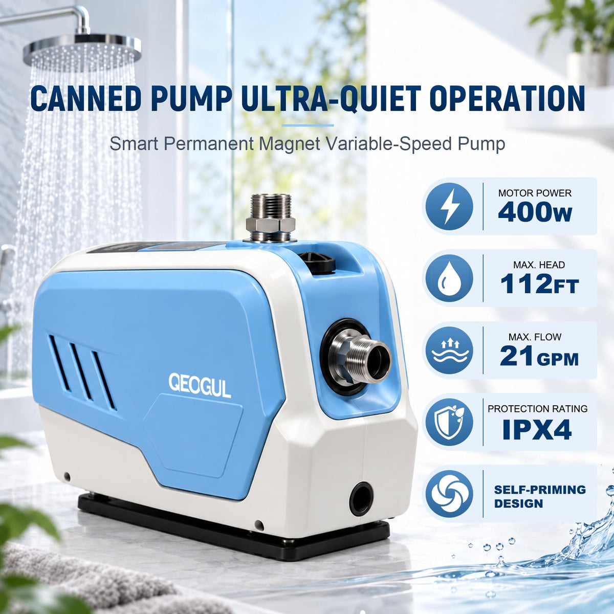 400W Whole House Water Pressure Booster Pump for Home Water Supply