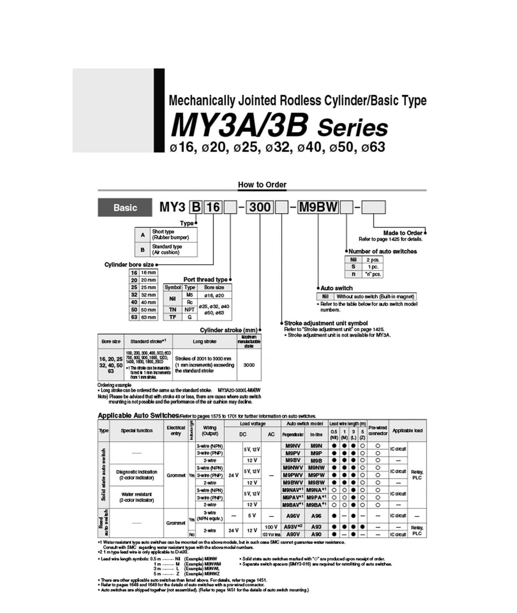 Mechanically Jointed Rodless Cylinder MY3B16-100 MY3B20-200 MY3B25-300 MY3B32-400 MY3B40-500 air Pneumatic Cylinder(100)