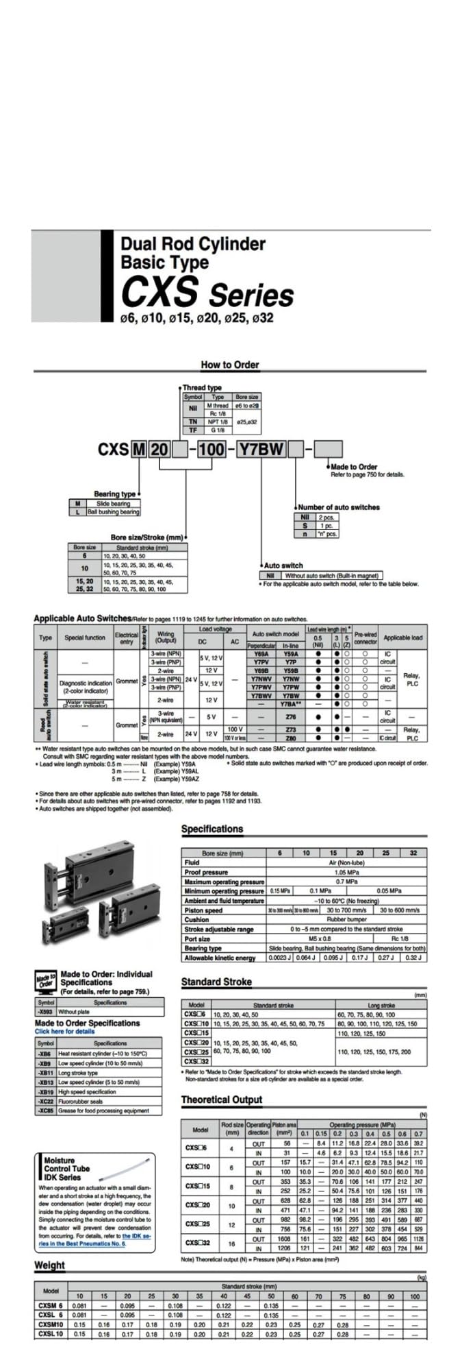 CXSM25 CXSL25 XB6 Stroke:10-100 Dual Rod Cylinder Stable Lubrication Function Basic Pneumatic Component(25-100,CXSL25)