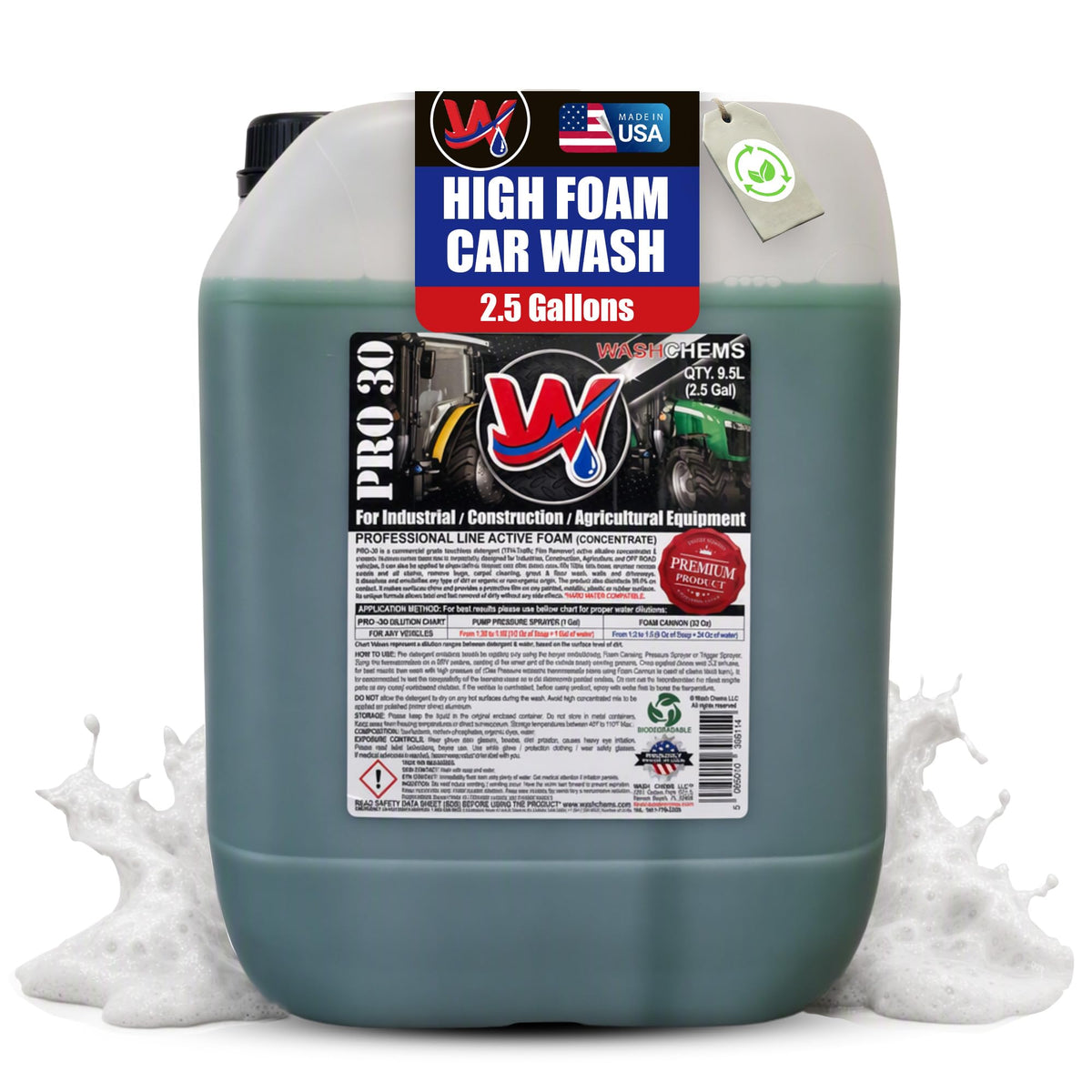 Wash Chems Pro30 Car Wash High Concentrated Auto Foam Soap - 2.5 Gallons