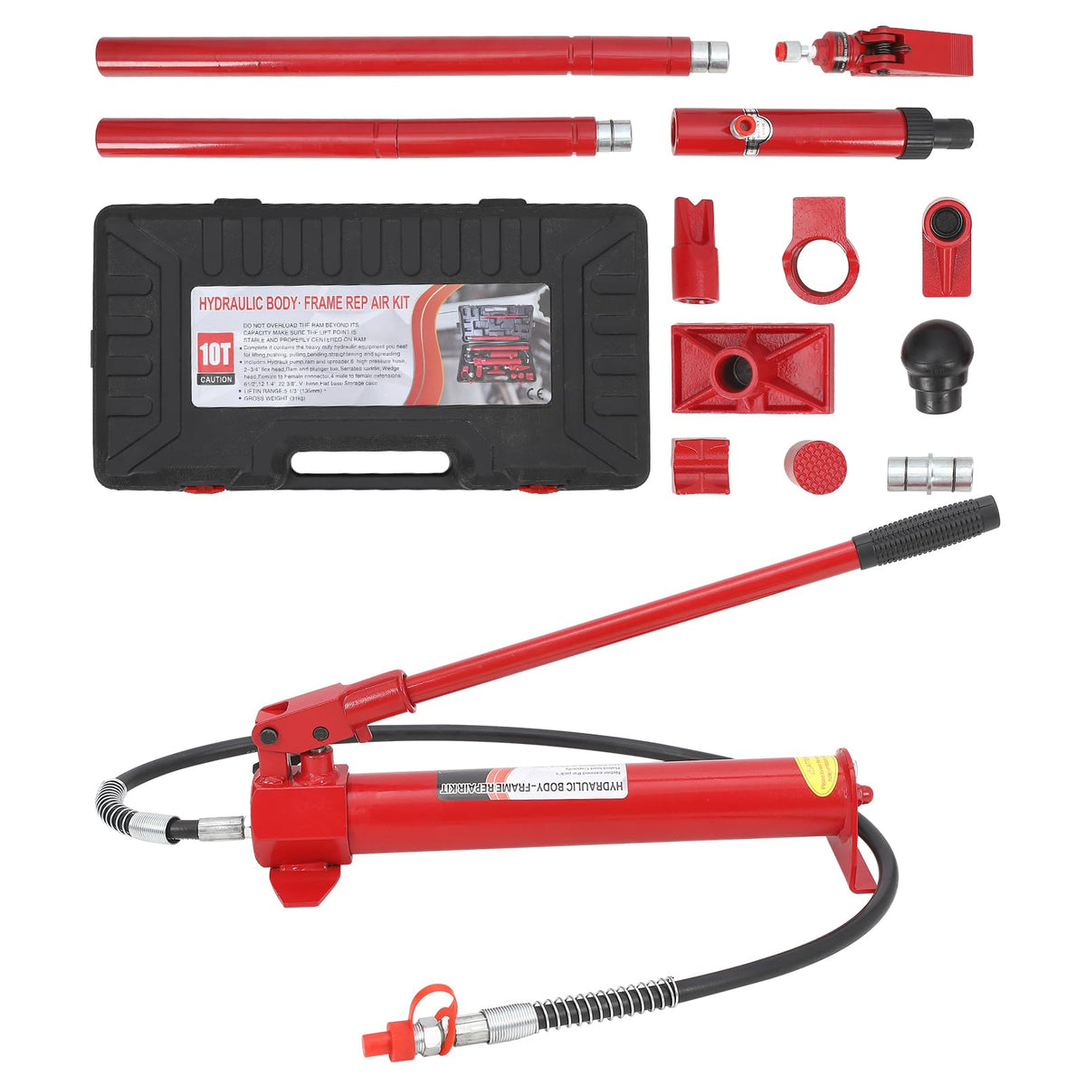 10 tons Hydraulic Kit with 4.7 Ft/1.4 m Oil Hose,Portable Hydraulic Jack for Hydraulic Equipment Construction